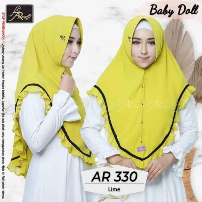 Hijab khimar premium ceruty babydoll arrafi 330 lime