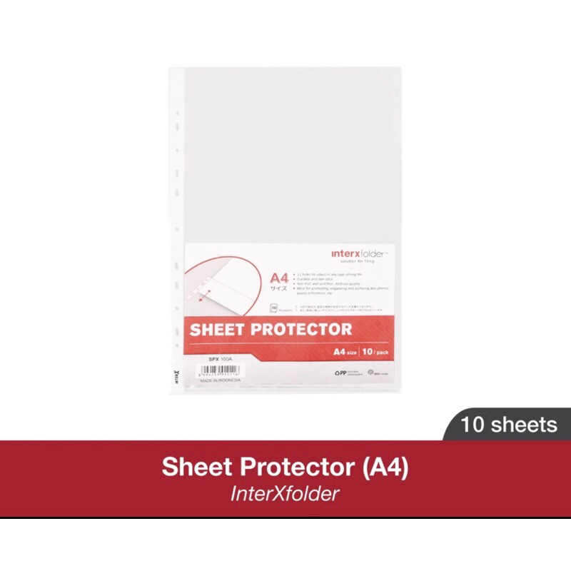

PP POCKETS / PLASTIC POCKET / POKET PLASTIK / SHEET PROTECTOR A4 INTER-X SPX100A