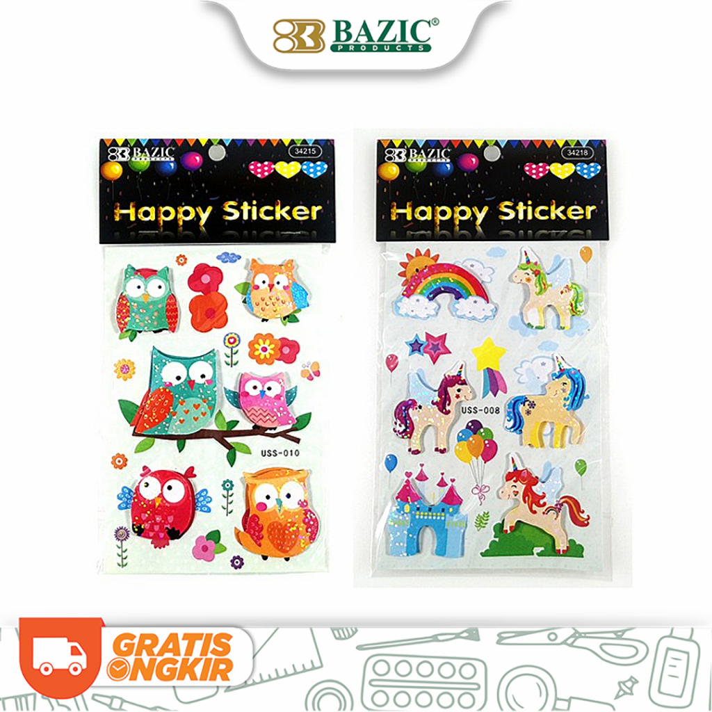 

Bazic 3D Paper Sticker Unicorn / Owl - Sticker Anak / Tempelan Kertas