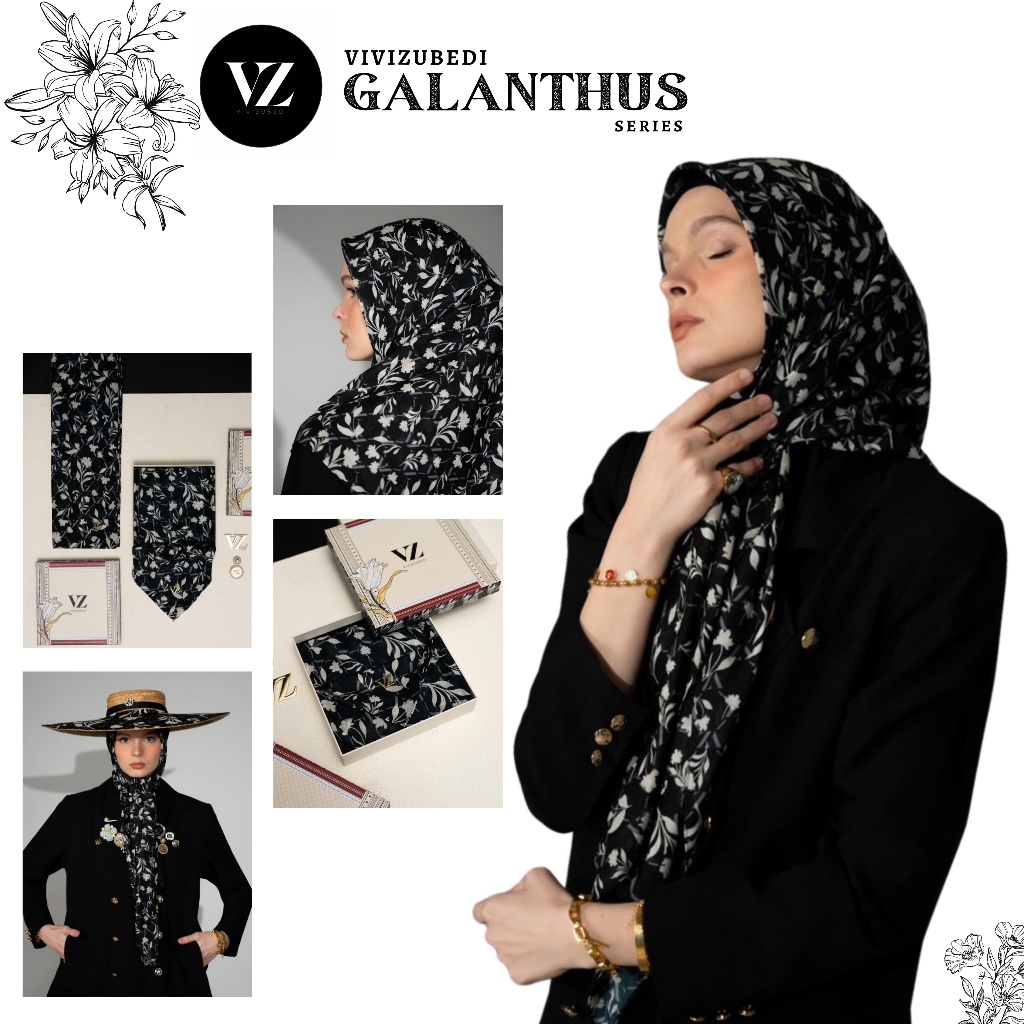 VZ Galanthus Scarf / VZ Scarf Galanthus ORIGINAL by Vivi Zubedi / VZ GALANTHUS VOAL SCARF VIVIZUBEDI