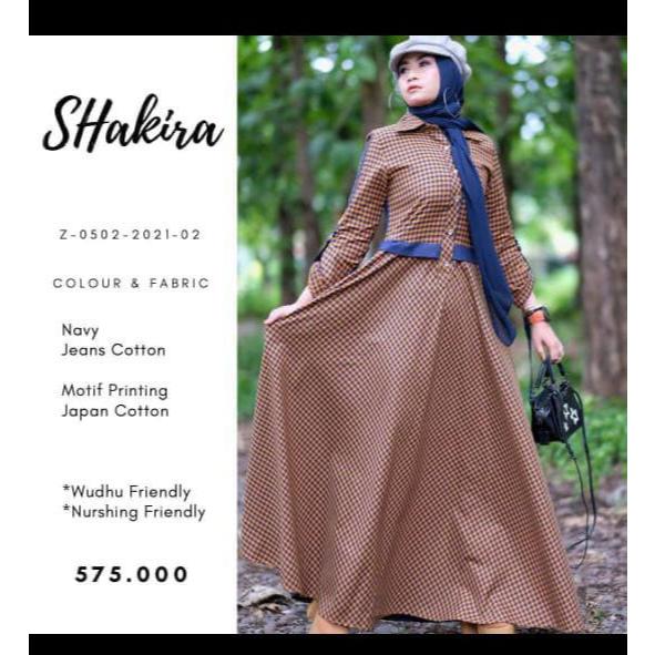 Zisheeri Shakira Gamis Kekinian dengan Bahan Japan Cotton dan  Motif Simple dan Elegan