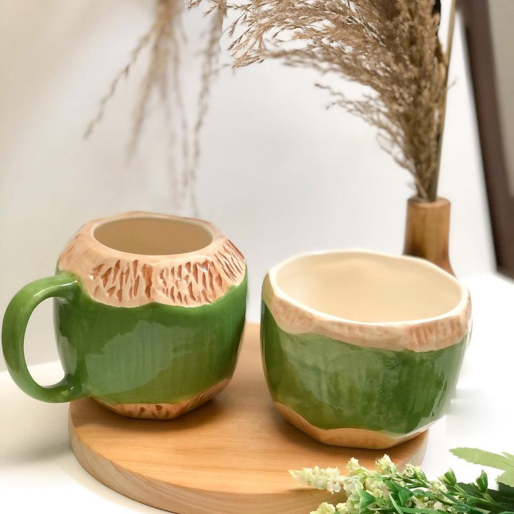 Mug Keramik Kelapa Coconut Mug / Gelas Keramik Kelapa Muda Unik