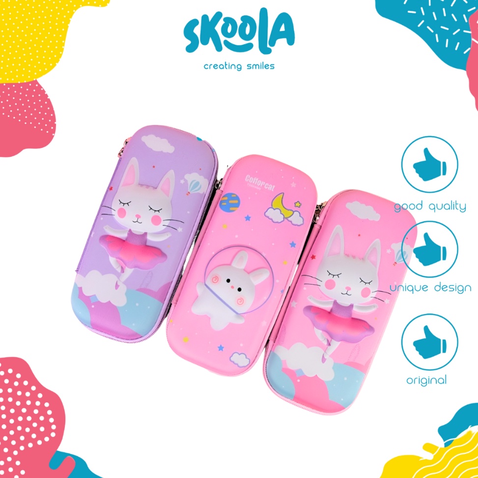 

KODE C66U Skoola Tempat Pensil Anak Perempuan Hardtop 3D Lucu Unicorn Rabbit Cat Tepen