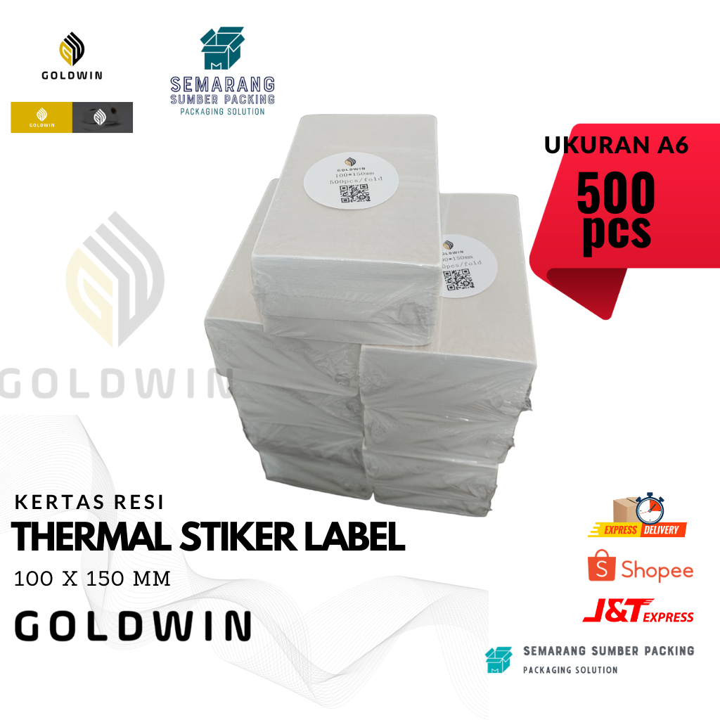 

Kertas stiker label thermal barcode 100x150 isi 500 pcs lipat kertas resi 100x150mm A6 10x15cm