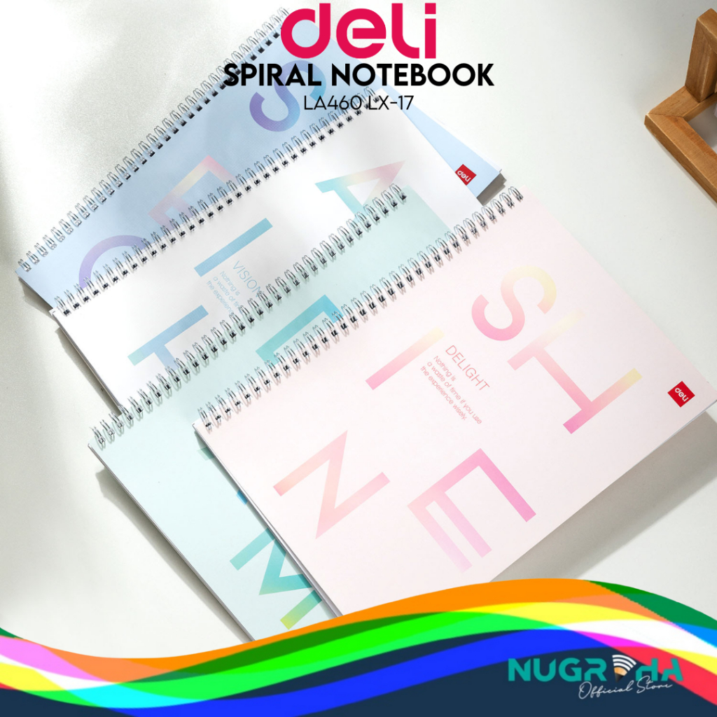 

Deli Spiral Notebook / Buku Tulis Spiral A4 60 Lembar Kertas Halus LA460