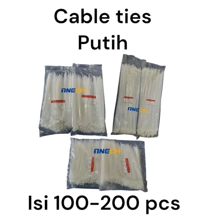 Wan Dao - Cable Ties JUMBO  Warna Putih 100mm  - 100pcs - KableTies Hitam - Kabel Pengikat Nyalon Ca