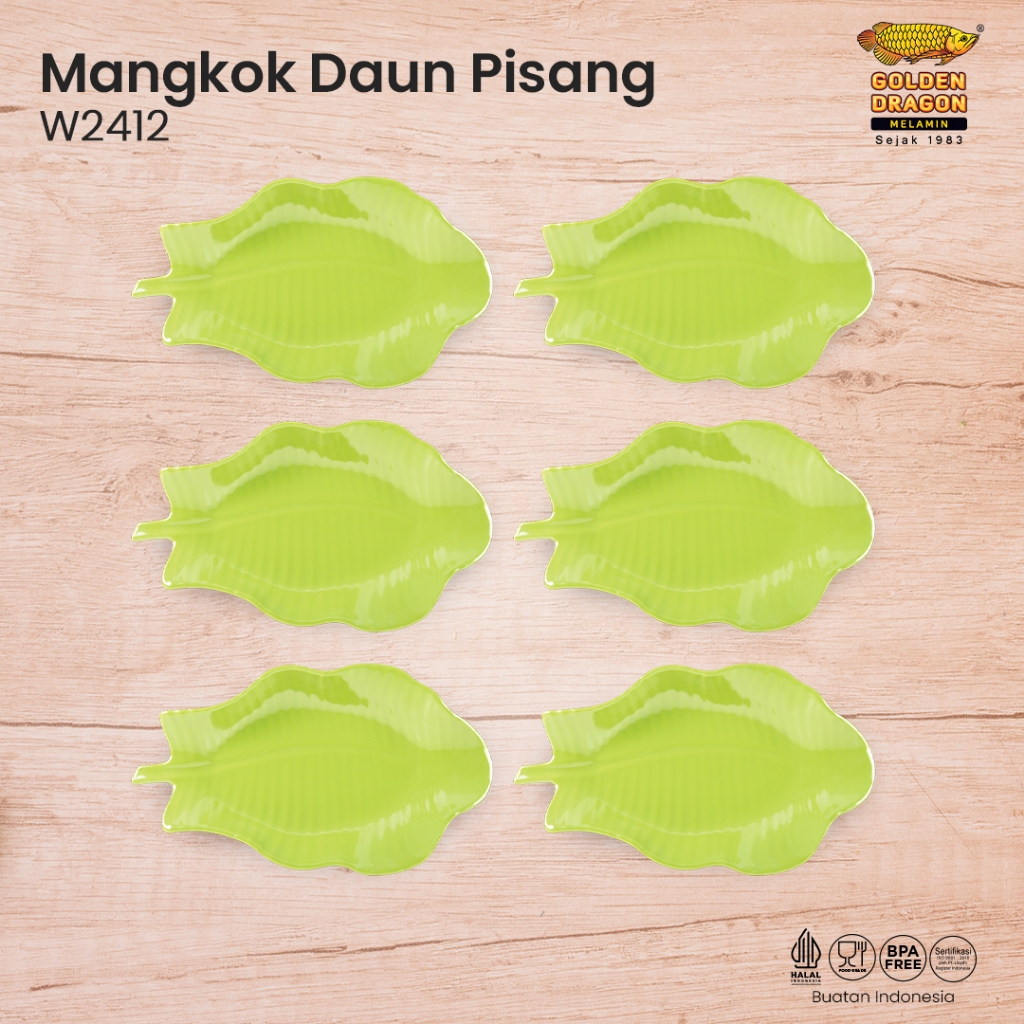 Arwana Houseware Mangkok daun pisang W2412 (6 pcs) - Golden Dragon Melamine