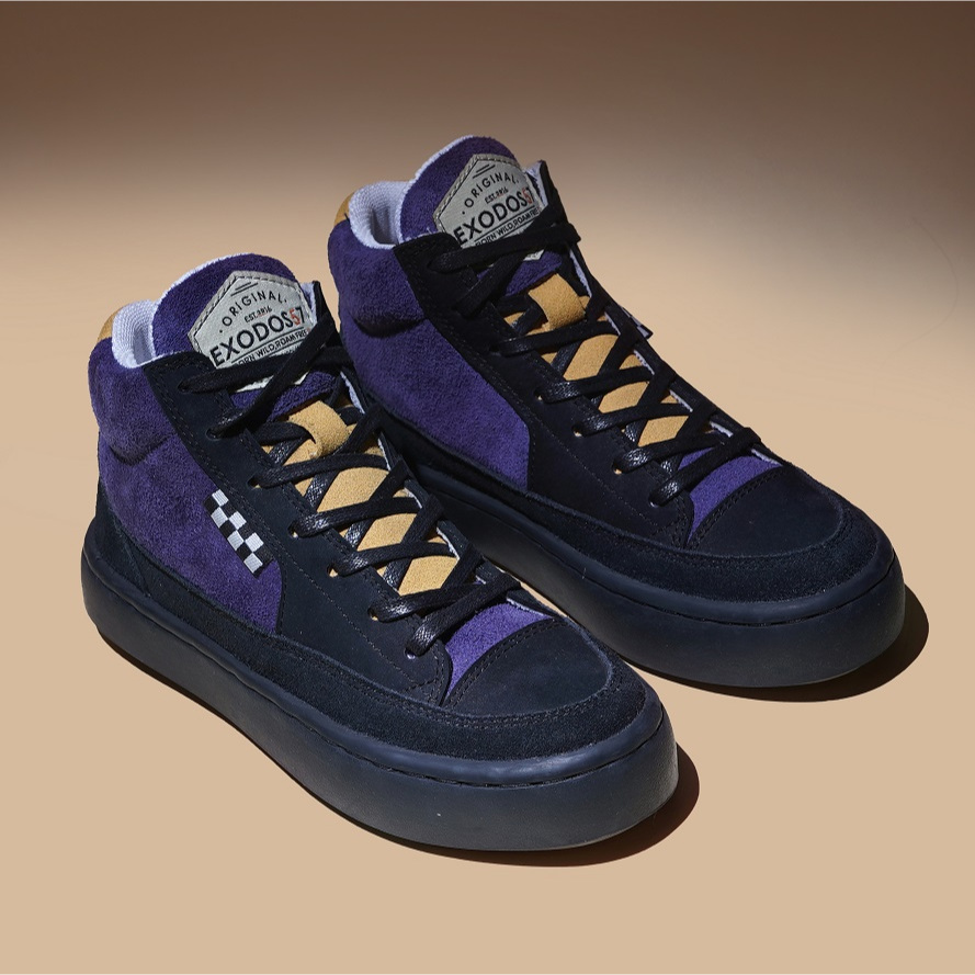 Sepatu Sneakers Kulit Pria Exodos57 - Lampros Black Purple