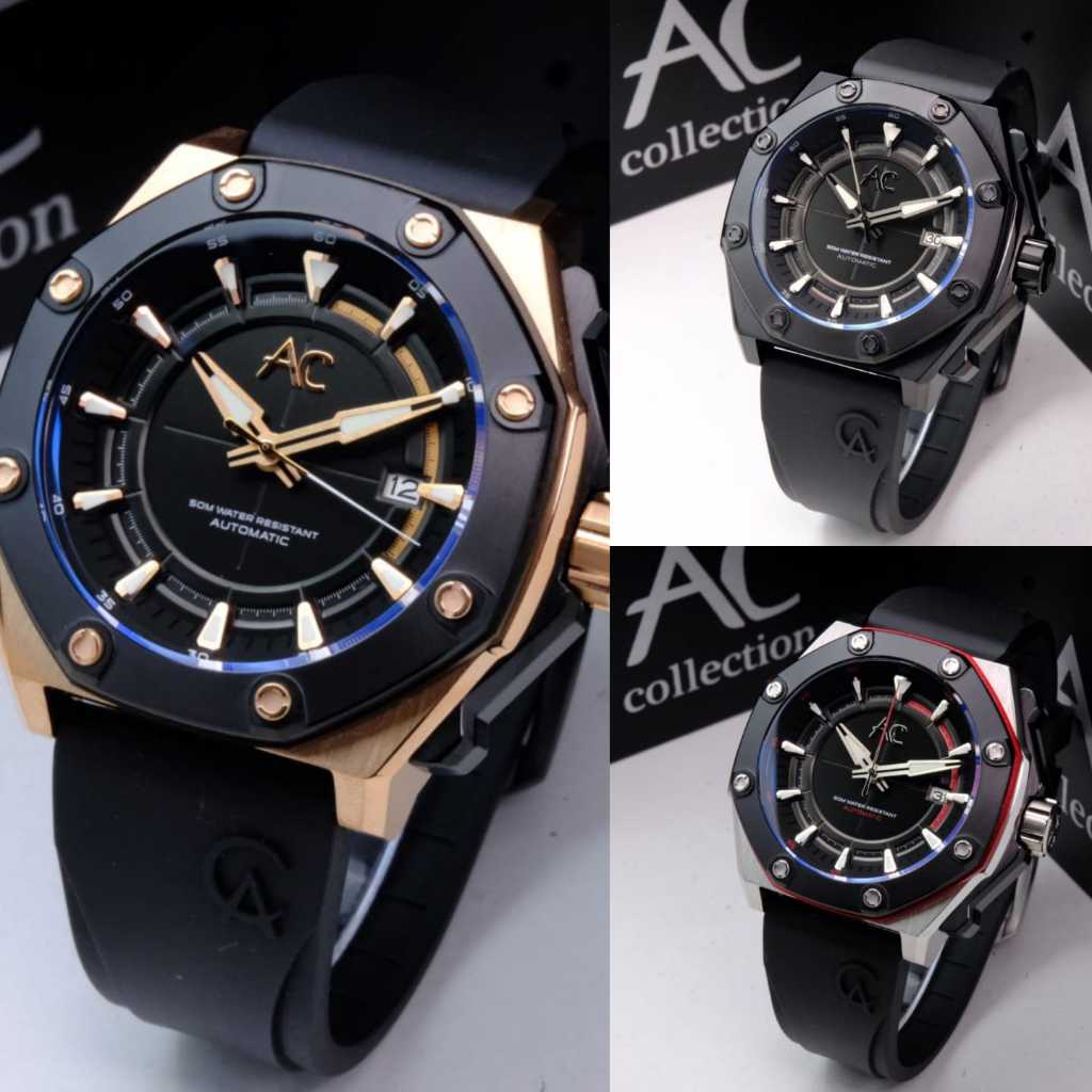 JAM TANGAN PRIA LEXANDRE CHRISTIE AC 9601 AUTOMATIC RUBBER ORIGINAL GARANSI 1TAHUN