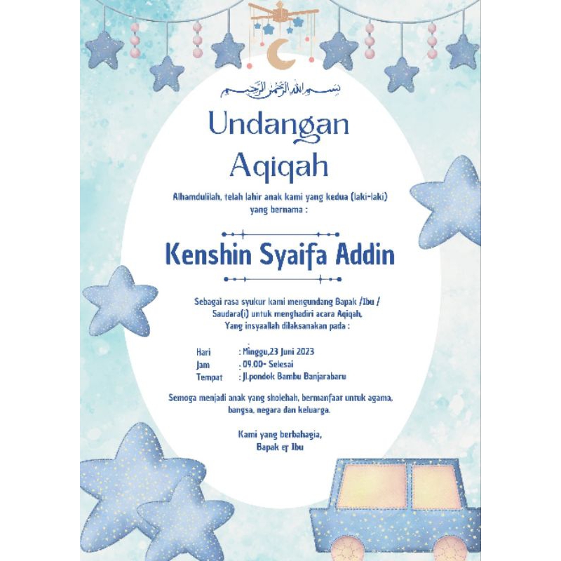 Undangan Tasmiyah dan Aqiqah