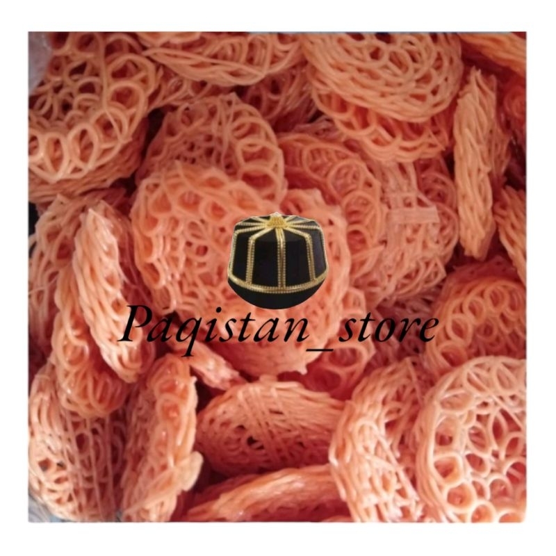

Kerupuk / Krupuk Mentah / Krecek Rante Palembang Putih Orange 1kg