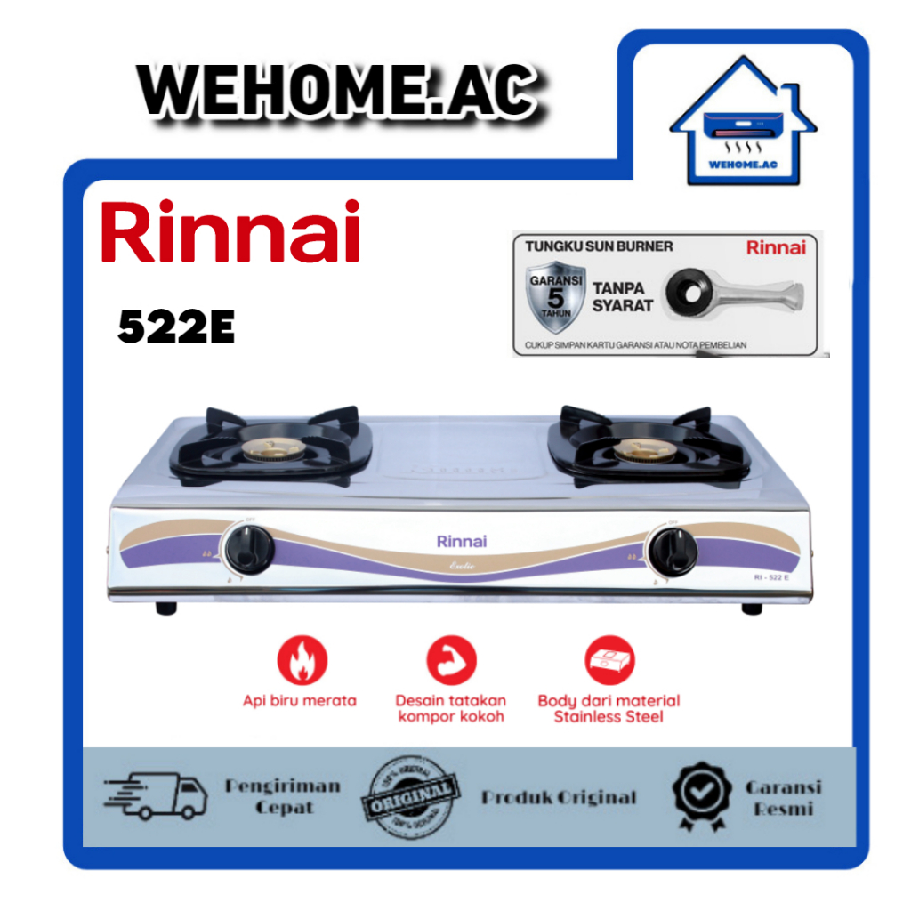 Kompor Rinnai 2 Tungku Rinnai 522E Kompor Dua Tungku