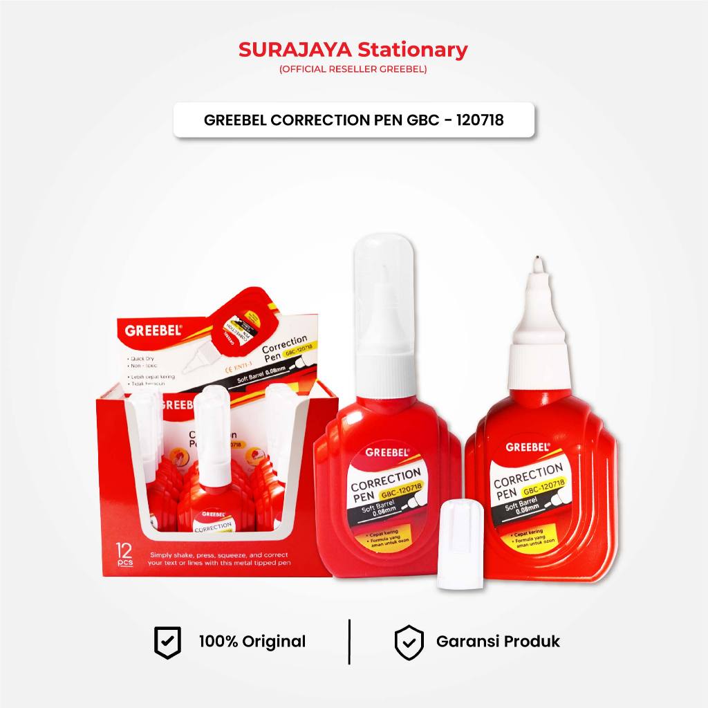 

GREEBEL Tip X Koreksi Pulpen (PCS) Correction Pen GBC120718 / Tipe X Tulisan Cepat Kering