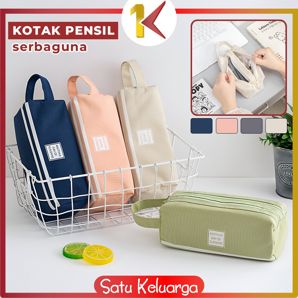 

SK-A80 Tempat Alat Tulis Perlengkapan Sekolah 2 Sisi Dompet Pensil Stationery / Kotak Pensil Tempat Bolpen Pen Make Up Pouch Kosmetik Travel