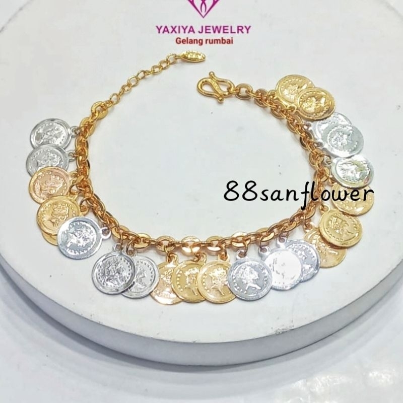 Gelang Koin Emas Dolar Queen Gelang Uang Emas Gelang Lapis Emas