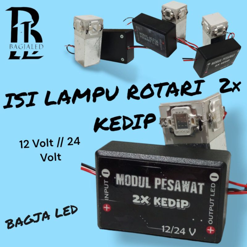 ISI LAMPU ROTARY KEDIP 2KALI PAKE LED HPL 12/24VOLT