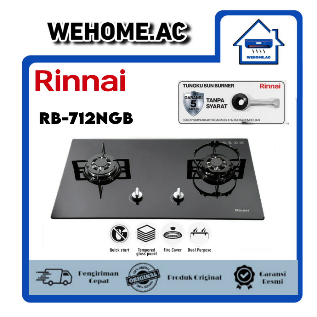 Kompor Tanam Rinnai 2 Tungku Rinnai RB712NGB Kompor Dua Tungku Tanam