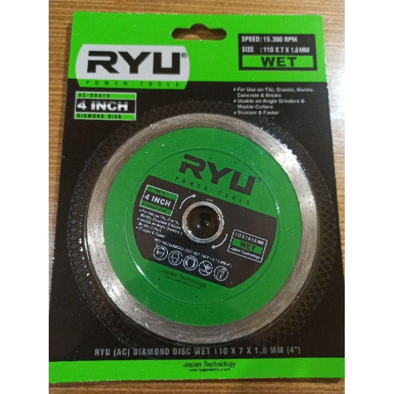 RYU Mata Gerinda Potong Keramik Granit Diamond Wheel RYU 4" Basah