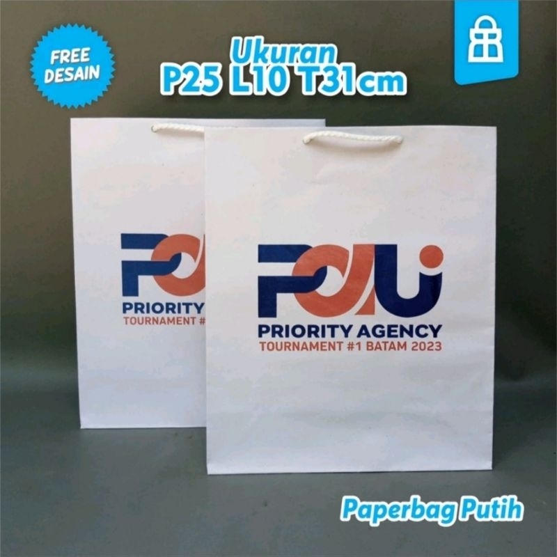 

Paperbag Custom 25x10x30 - Bahan Craft 150gsm, Min Order 50pcs, Lem Kuat, Pre Order 7 Hari