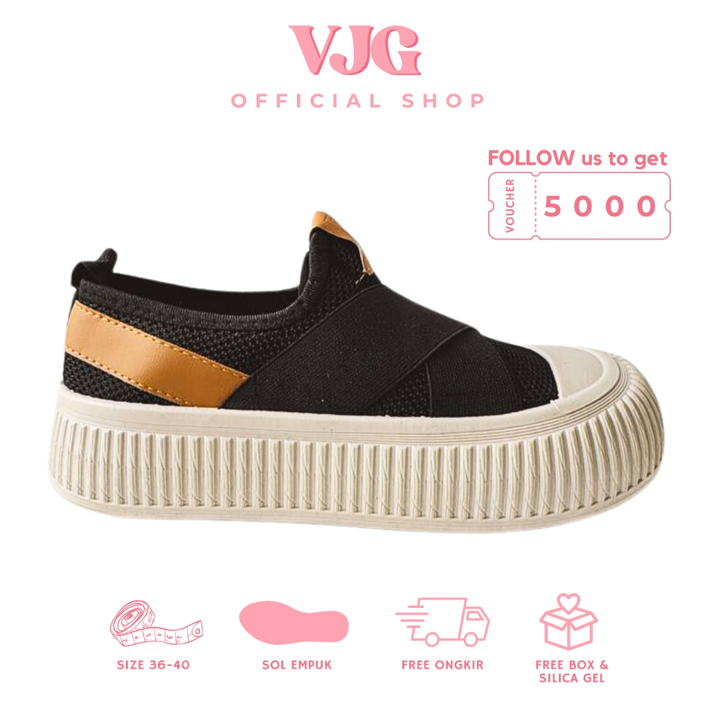 VJG - Chaewon Sepatu Wanita Slip On Casual / Sepatu Hitam Wanita / Sepatu Putih Wanita / Sepatu Wani