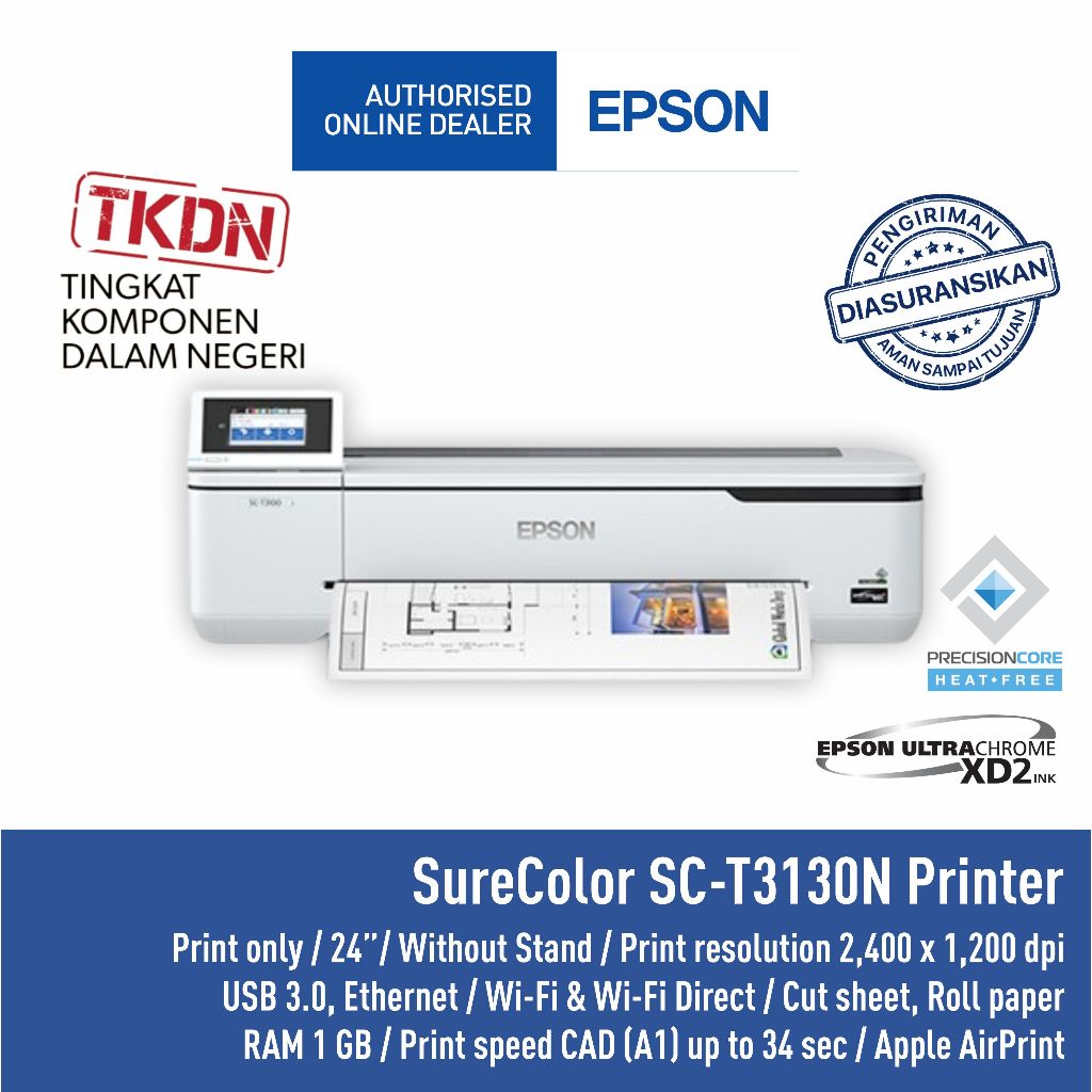 Printer EPSON SureColor SC-T3130N T3130 T3130N SCT3130N Tanpa Kaki Garansi Resmi A1 24 Inch 24 Inci