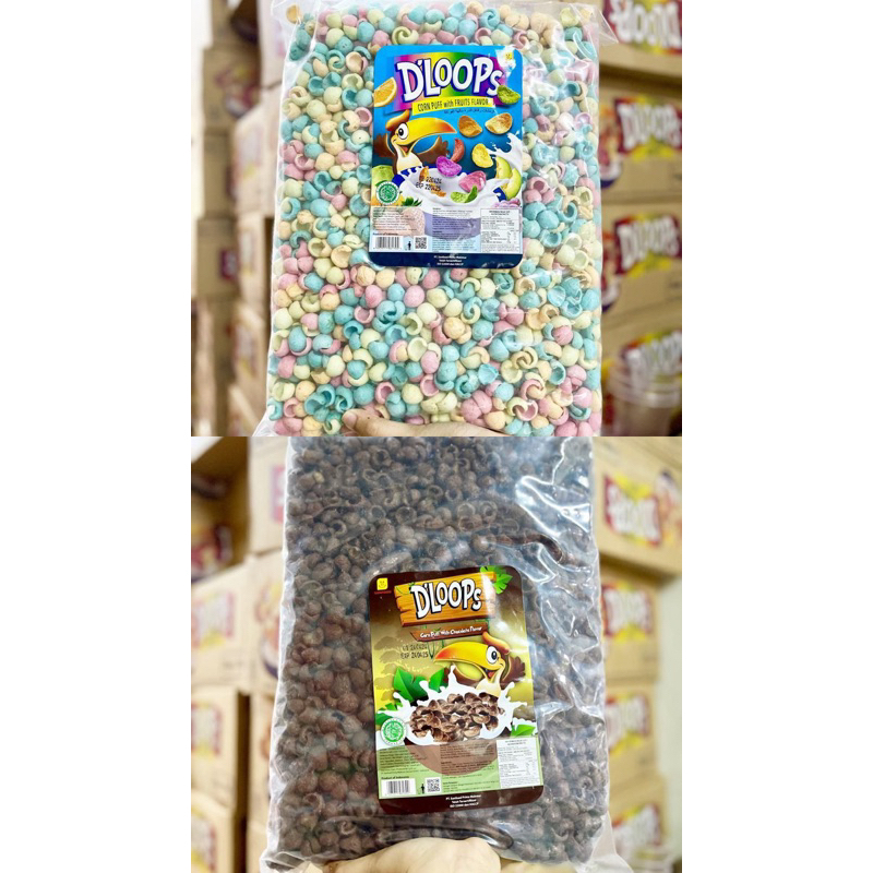 D'Loops Corn Puff Fruit Flavor / Chocolate Flavor 500 gr (1/2 kg)