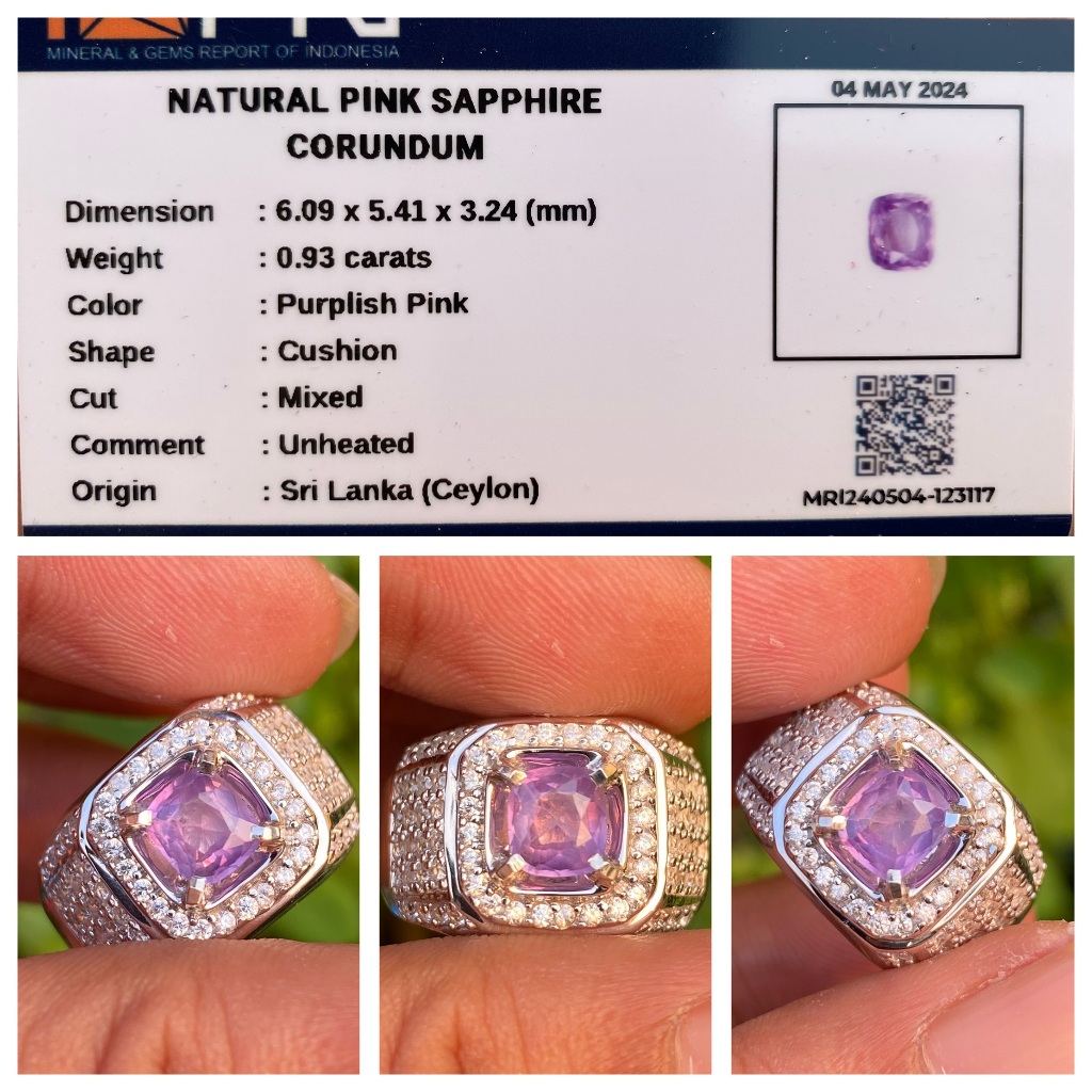 Natural 0.93ct pink sapphire no heat srilanka ceylon