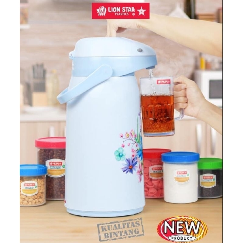 Termos air panas pompa lion star 2 liter/termos air panas pencet lion star 2 liter/thermos air panas