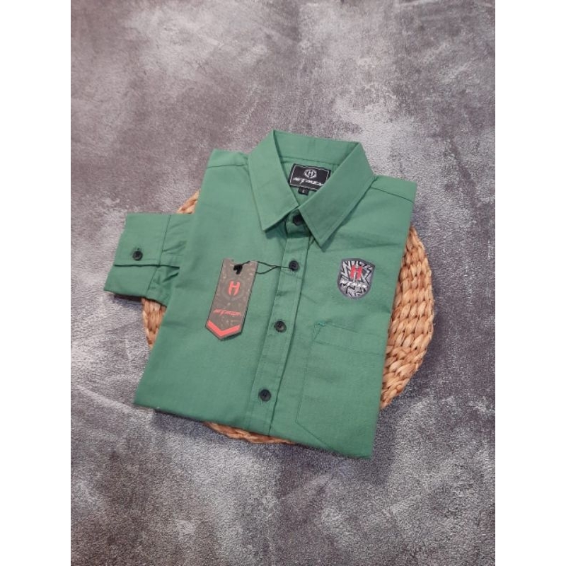 KEMEJA POLOS PANJANG BAHAN CIGARET PREMIUM WARNA  HIJAU SAGE