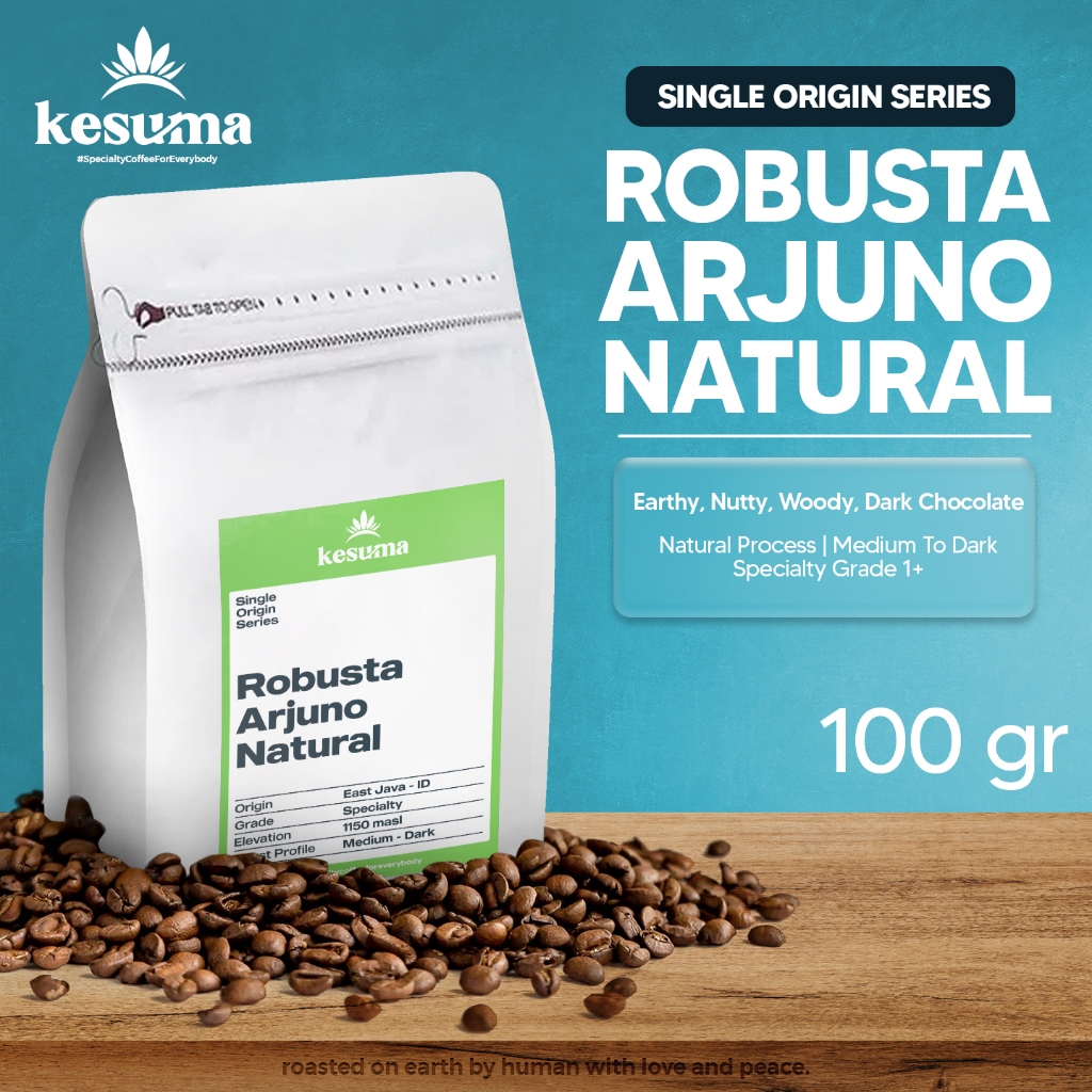 

Robusta Arjuno Natural Grade 1 Specialty Single Origin Roasted Beans Bubuk Kopi Kesuma Coffee - 100gr