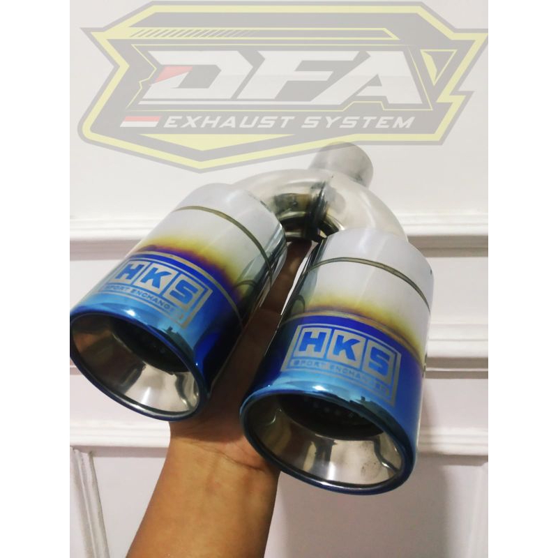 Knalpot Mobil Racing HKS cabang 2 suara ngebas adem