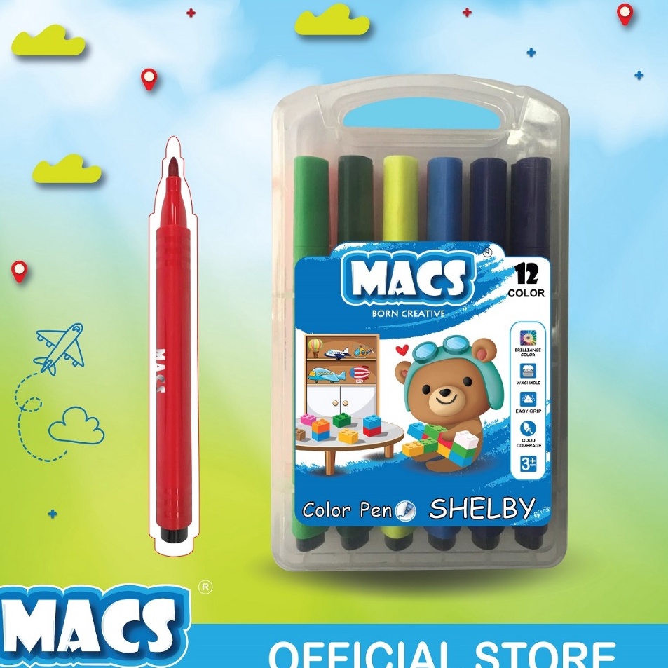 

Garansi Murah MACS Color Pen 12 Warna Marker Spidol