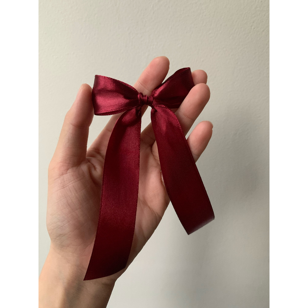 

pita satin hias kado/hadiah - single bow medium merah maroon