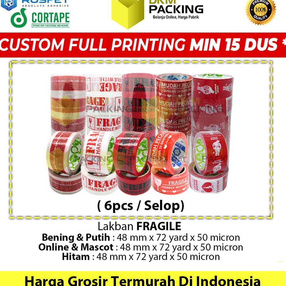 

Lebih Puas LAKBAN FRAGILE 48mm JANGAN DIBANTING HANDLE WITH CARE PREMIUM PLAKBAN ISOLASI TERMURAH SELOP