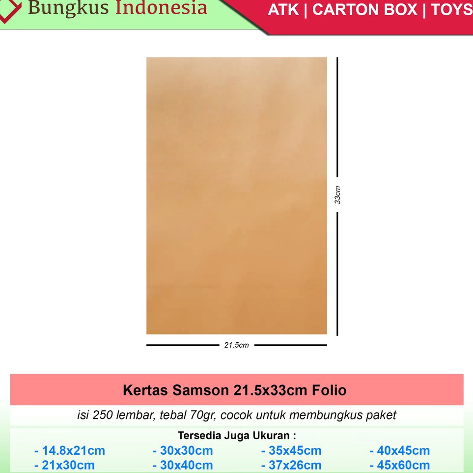 

Harga Bersahabat Kertas Samson F4 Folio 215x33cm
