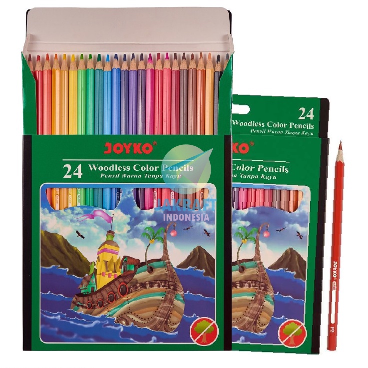 

Stock Limited 24 Pcs Pensil Warna Panjang 24 Warna JOYKO CP14 Color Pencil Berkualitas Lebih Tebal Kuat Woodless
