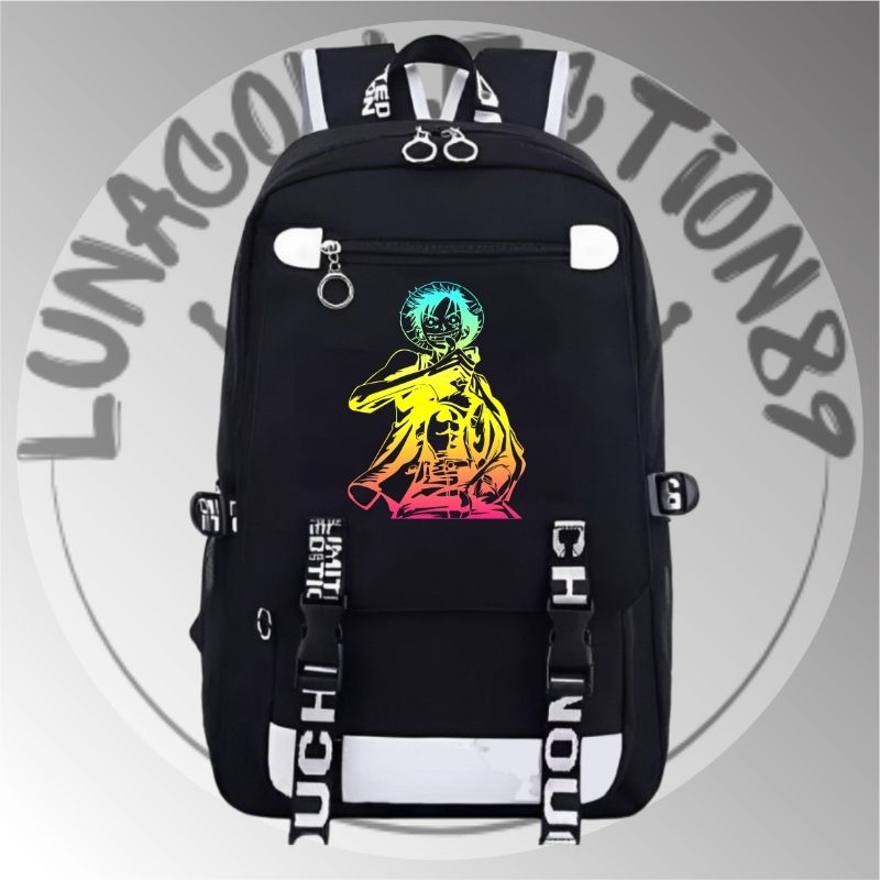 Tas Ransel Sekolah Terbaru One Piece 89 Sablon DTF Premium Full Warna Cewe/Cowo Untuk Anak Smp Sd Tk