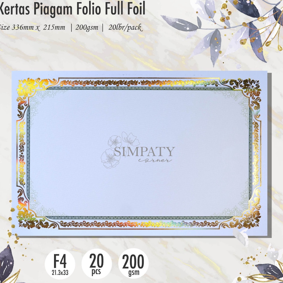 

Stock Baru Blanko sertifikat kertas piagam sertifikat folio simpaty full foil emas mewah