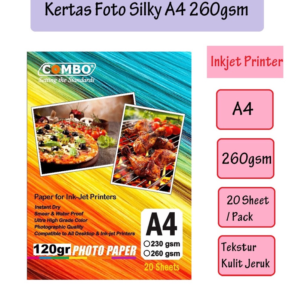 

New Stock Photo Paper Doff Silky A4 26gr Kertas Foto Silky Matte A4 Combo