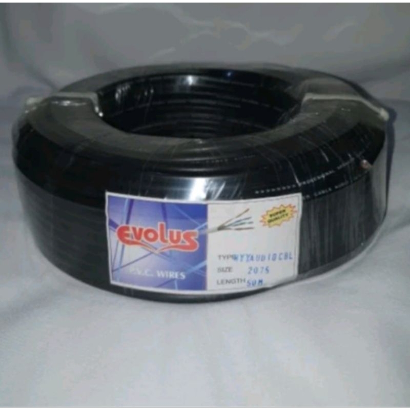 075 Kabel serabut 2x075 EVOLUS CABLE NYYHYO NYMHYO kabel rambut hitam 2x0,75 1rol audio kabel HYO se