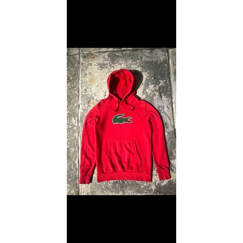 hoodie lacoste merah big logo