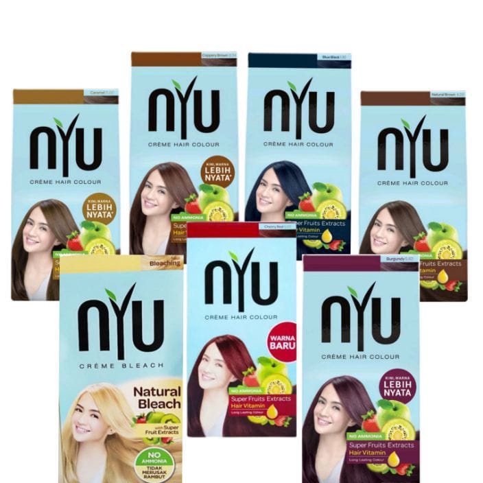 C6369 NYU CREME HAIR COLOUR Pewarna Rambut Cat Rambut Natural TANPA AMONIA Black Brown Blue Bleachin