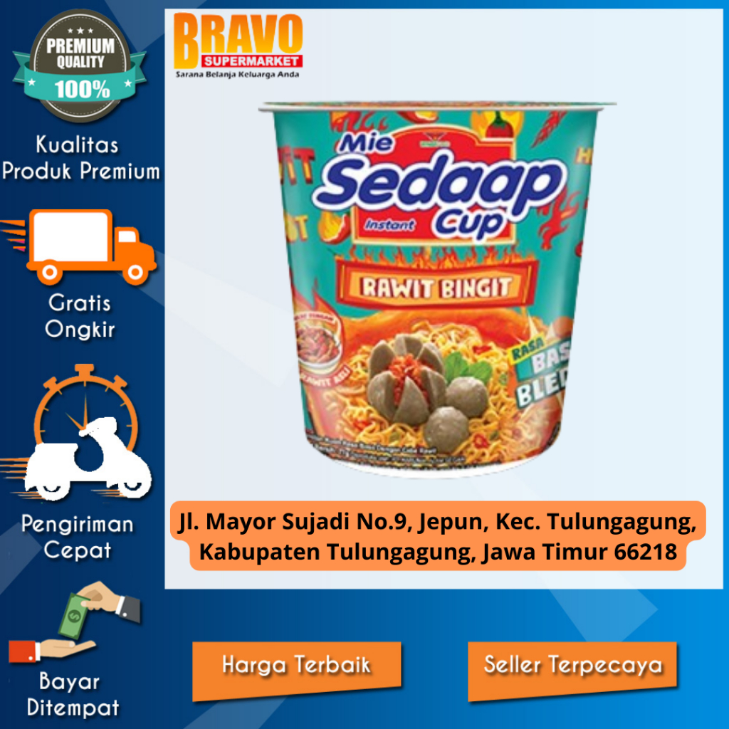 

Bravo Supermarket Tulungagung - Sedaap Mie Instan Cup Baso Bleduk 77 gr