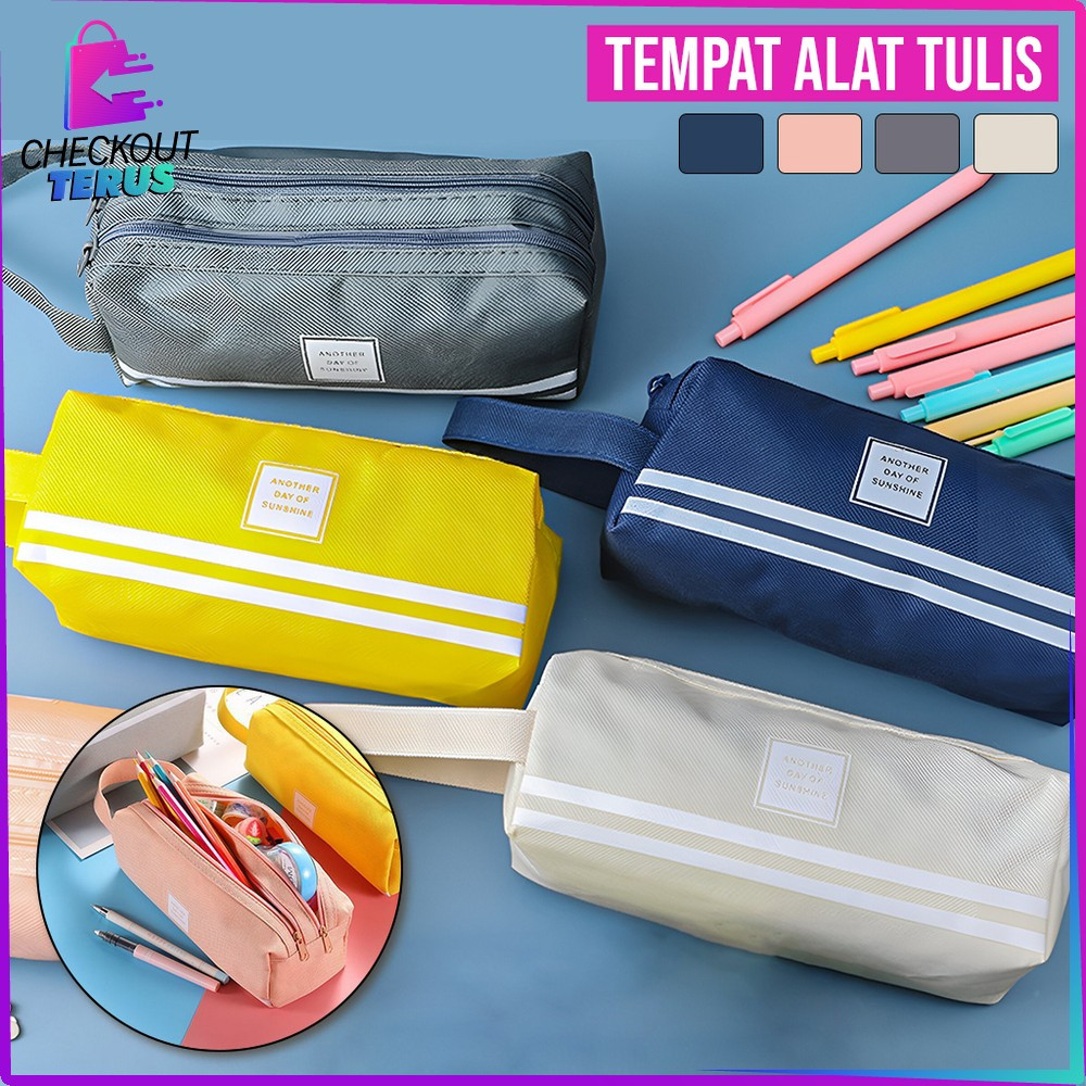 

CT A80 Tempat Alat Tulis Perlengkapan Sekolah 2 Sisi Serbaguna Kotak Pensil Tempat Bolpen Pen Make Up Pouch Kosmetik Travel Stationery