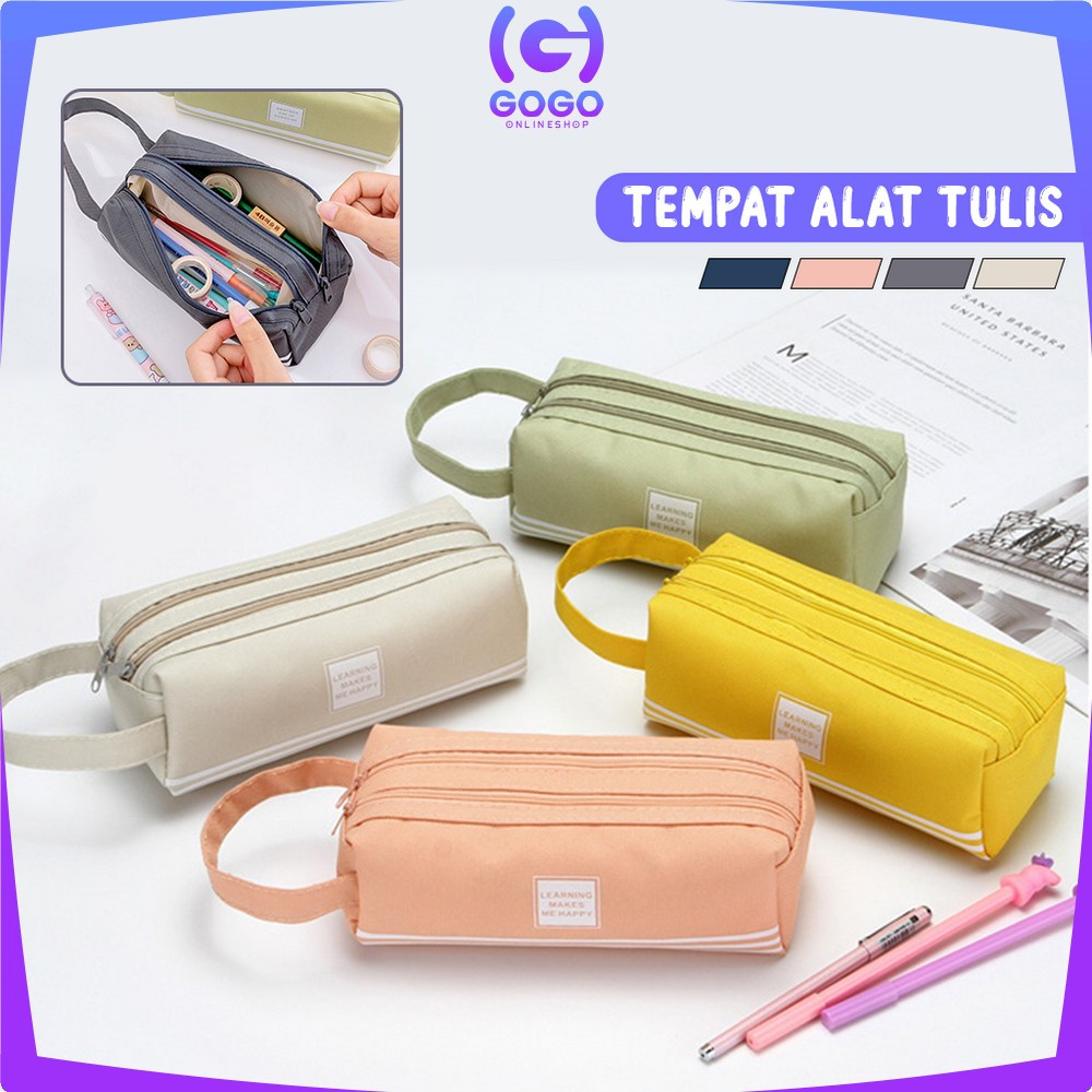 

GOGO-A80 Tempat Alat Tulis Perlengkapan Sekolah 2 Sisi Dompet Pensil Stationery / Kotak Pensil Tempat Bolpen Pen Make Up Pouch Kosmetik Travel