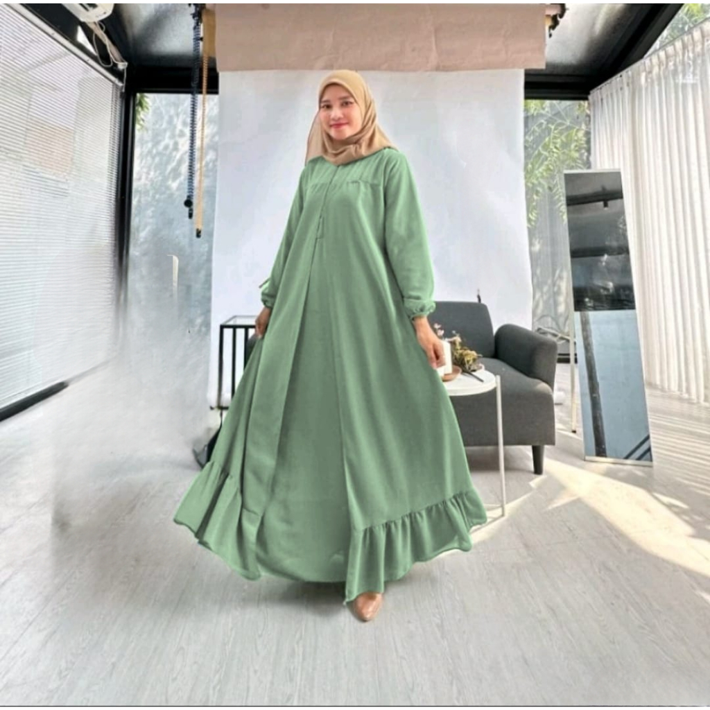 gamis terbaru 2025 gamis wanita dewasa Kayla Dress Gamis putih simple elegan fashionable