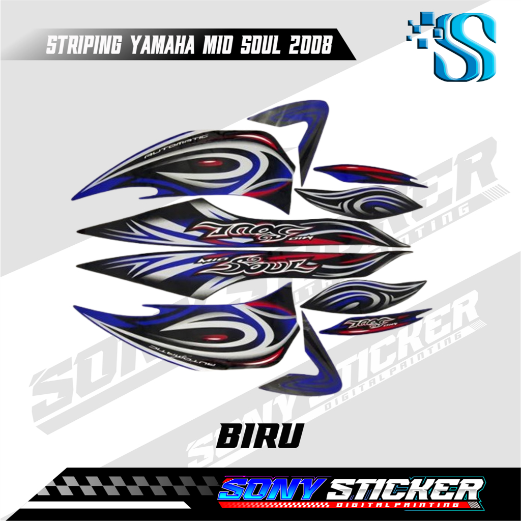 Striping Murah Dan Lengkap - Stiker List Body Motor Mio Soul 2008 - Striping Standar Yamaha Mio Soul