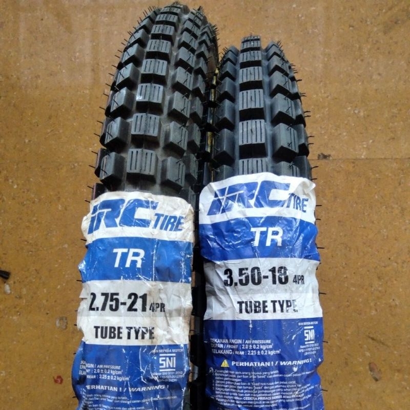 Paket Sepasang Ban IRC TR TRIALS 2.75 - 21 Dan 3.50 - 18 Ban Luar Motor Trial Tril Trill Trail 275 3