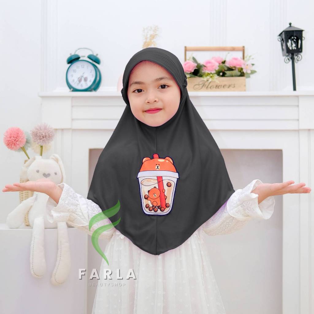 COD Jilbab Anak Boba Lucu / Hijab Boba Anak / Kerudung Instan Boba Anak / Bergo Anak Boba / Jilbab J
