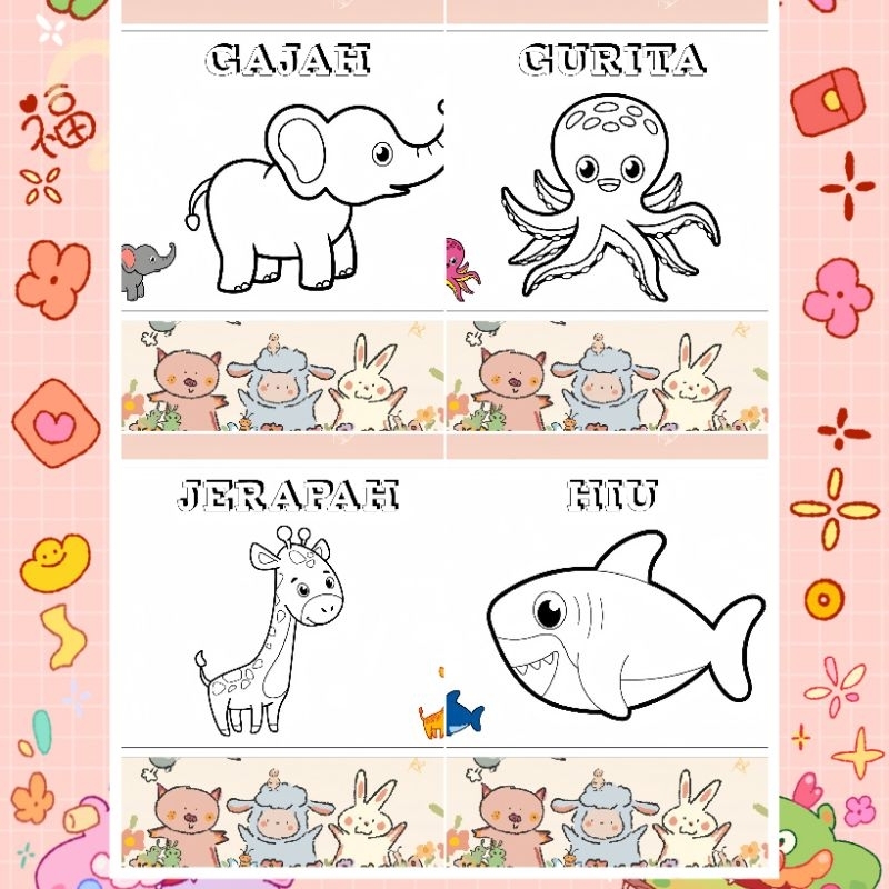 

KERTAS MEWARNAI ANAK TEMA HEWAN LOMBA PAUD,TK / KERTAS GAMBAR ANAK / COLORING / TRACONG / MEWARNAI MENGIKUTI POLA CARTOON A4